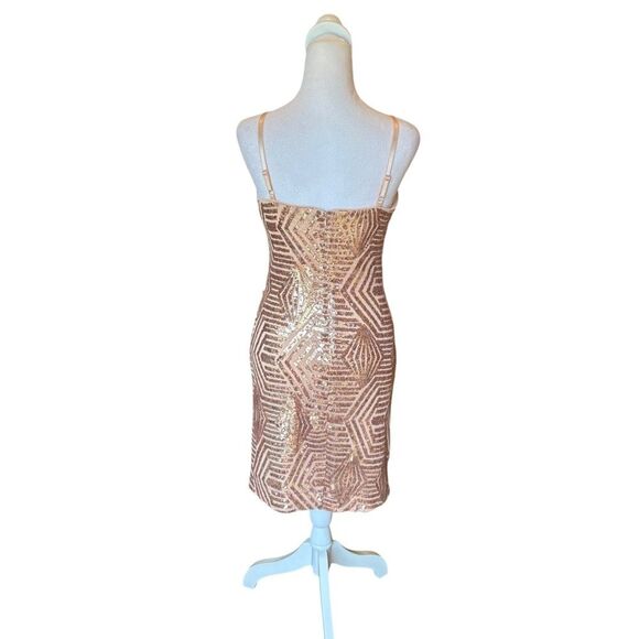 Venus Rose Gold Sequin Party Dress Mini Length Womens Size XS - Picture 3 of 11